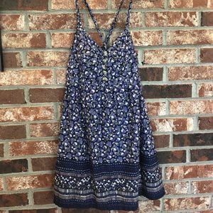Blue Floral Print Sundress